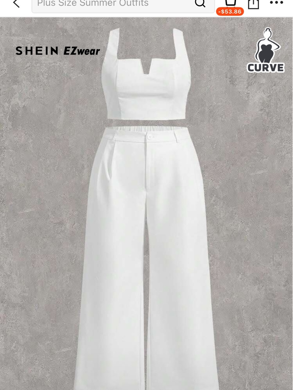 SHEIN Curve White High-Waist Wide Leg Pants